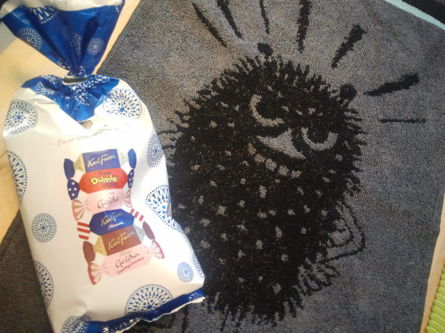 Jag fick choklad och en fin handduk.