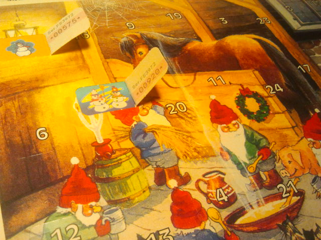 Varje lucka ger möjlighet att vinna olika saker.