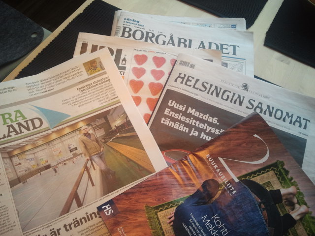 Tre femtedelar av de här tidningarna hann jag läsa i morse.