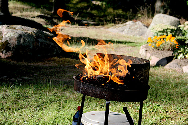Elden är fascinerande men också ett farligt element. Den här var under kontroll och förvandlades fort till grillkol.