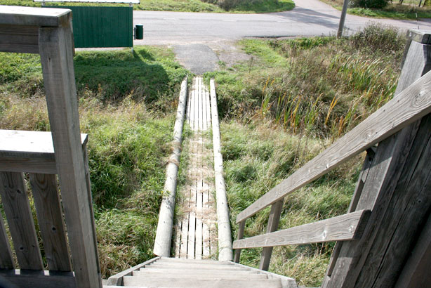 Här tar man sig upp till och ned från fågeltornet.