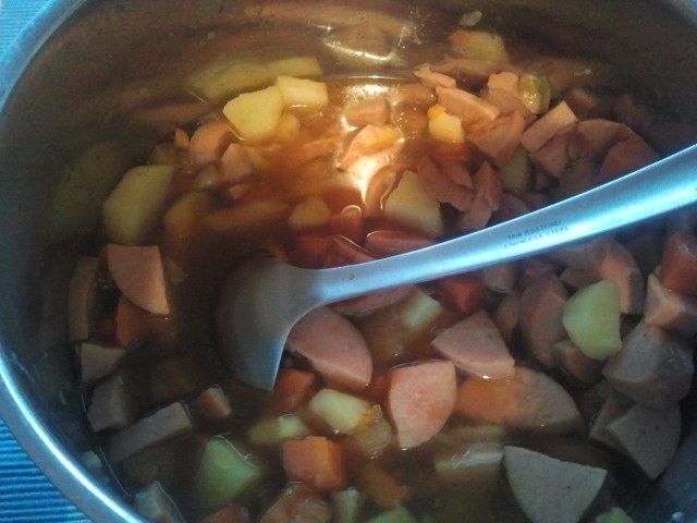 Korvsoppan jag tillredde i går.