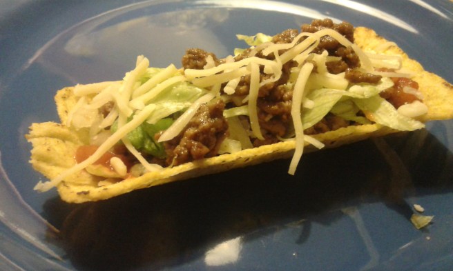 På kvällen åt vi tacos.