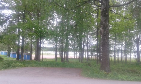 Bild 3. En del av parkeringen i förgrunden och sandstranden i bakgrunden.