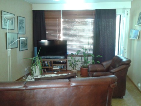 En ickestajlad bild av vardagsrummet.