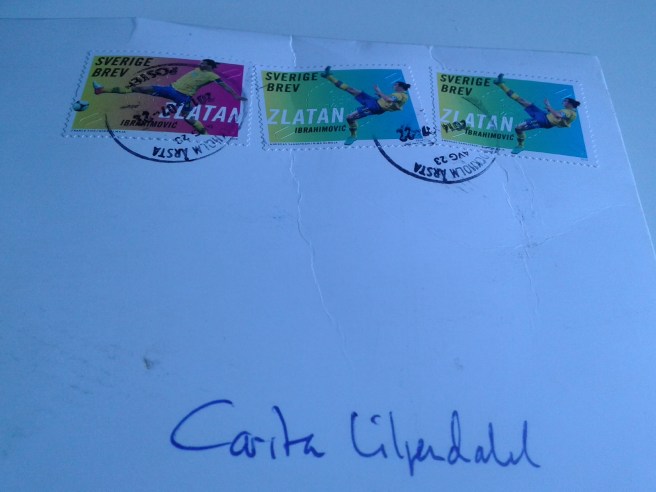 Fick ett litet brevpaket från Sverige i dag.