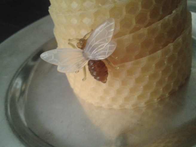 Tror att den här insekten också smälter sedan då ljuset nästan brunnit ned.