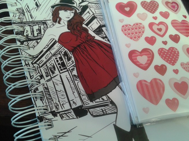 Ny dagbok och klistermärken.