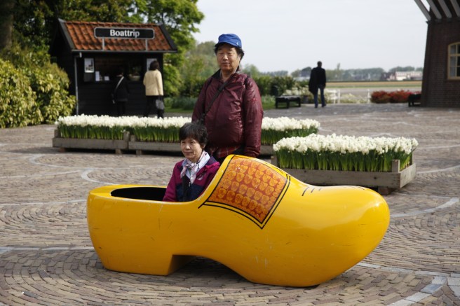 Populär fotograferingsplats i blomsterparken Keukenhof.