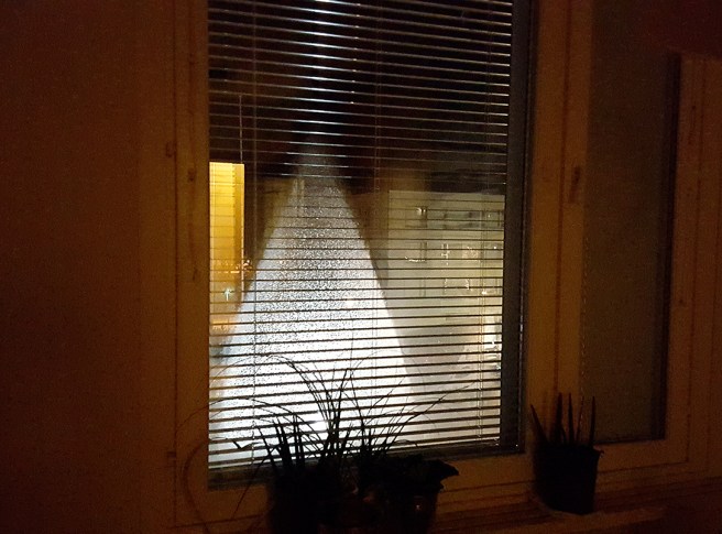 För någon vecka sedan såg jag Mårran i fönstret, nu tycker jag mig se en tomte :-)