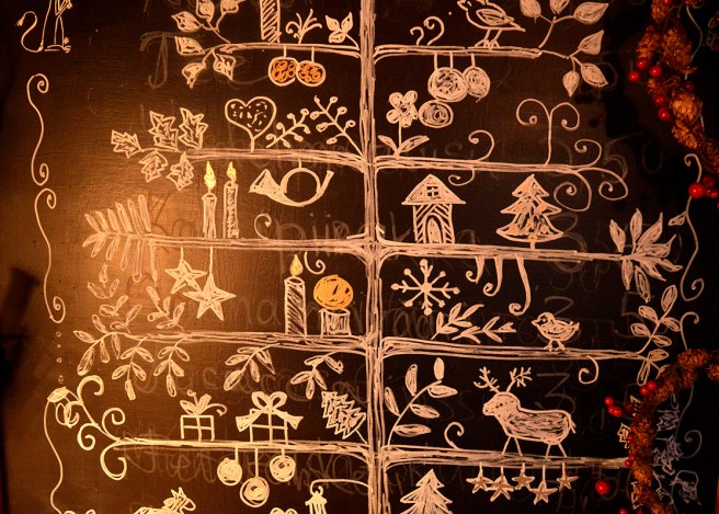 Vackert ritat på griffeltavla.