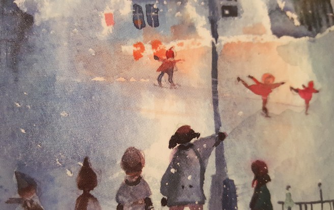 Detaljstudie från en almanacka med fina bilder som jag fick av min syster i julklapp. Minna L. Immonens "Sininen hetki" - den blå stunden.