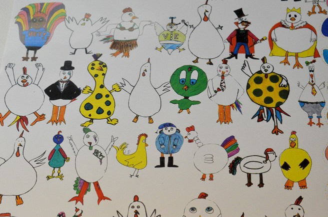 Teckningar, djur och pigga färger gör en glad!