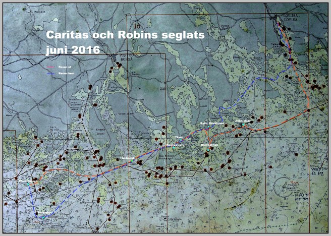 Älskar gamla sjökort så det var kul att Robin ritade ut vår rutt på ett sådant.