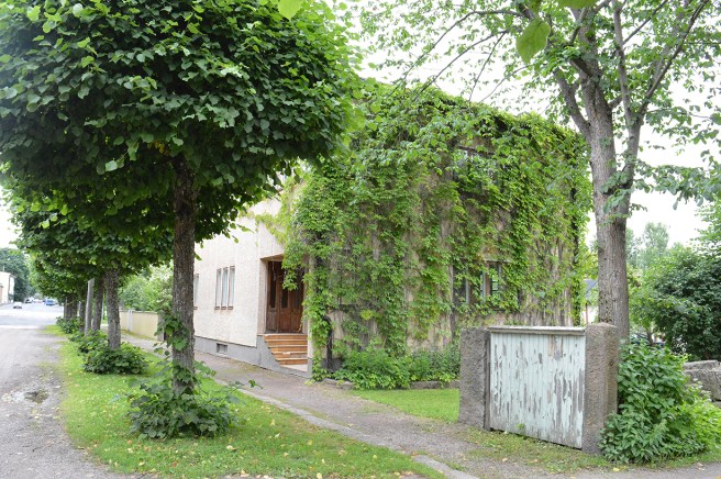 En grönskande vy från Degerbygatan i fina Lovisa.