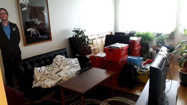 Så här såg det ut i mitt vardagsrum strax före tio i morse.