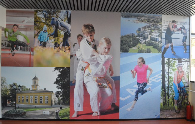 En vägg i idrottshallen i Villmanstrand.