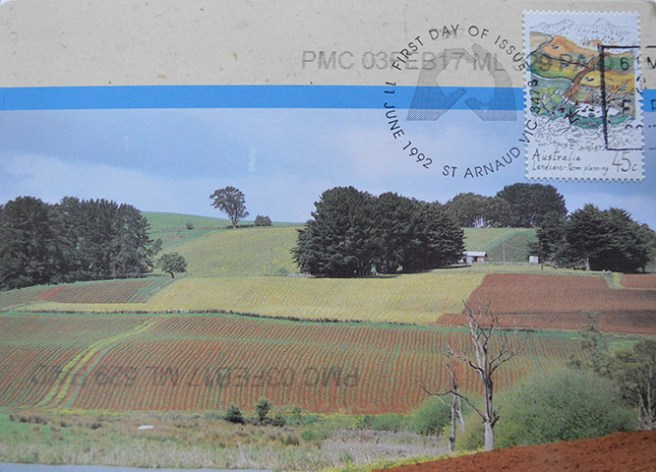 Kortet kom från Perth med en hälsning om att där var +34 grader den 3 februari.