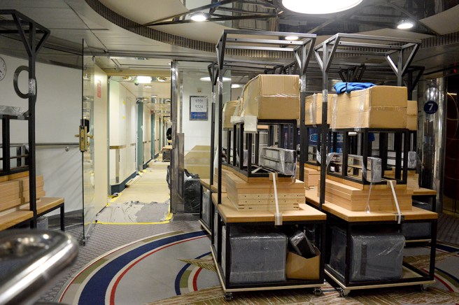 En av korridorerna med hytter som står på tur att renoveras.